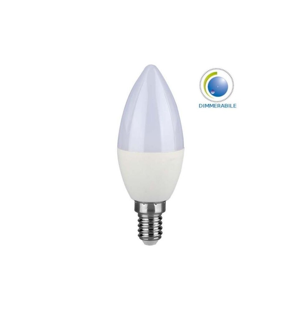 Lampadina con attacco E14, potenza 5.5W bianco caldo a candela con CHIP LED SAMSUNG DIMMERABILE - SKU2120045